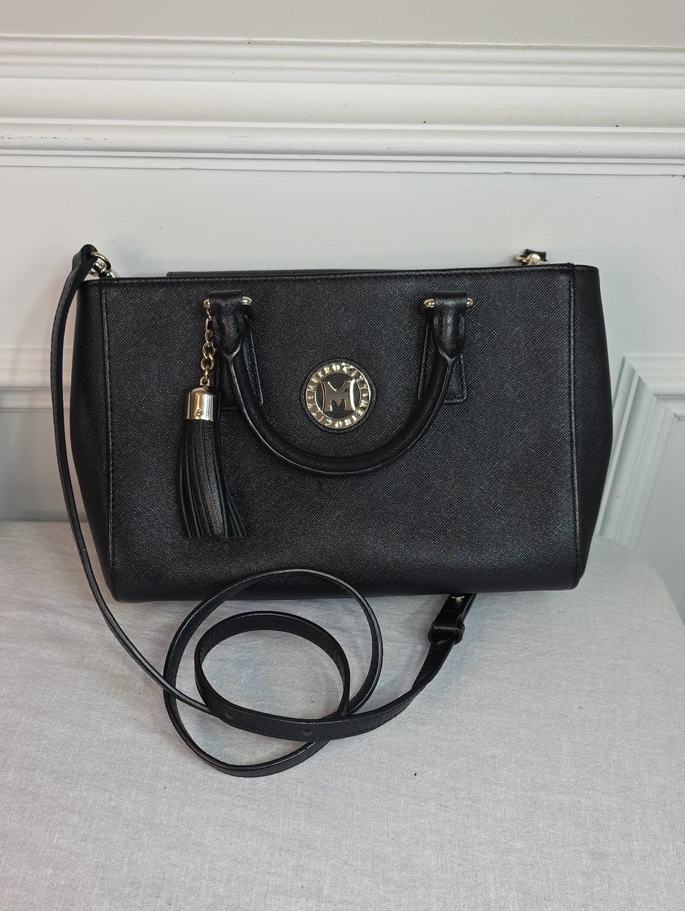 Metrocity Black Satchel 2 Way with Tassel